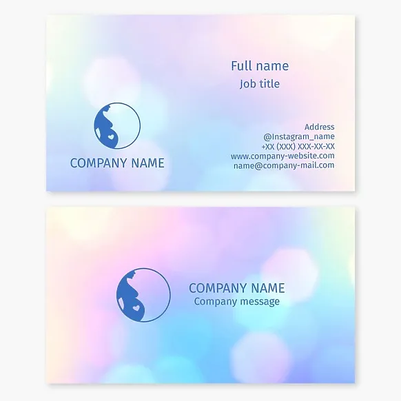 Business card template. Motherhood. Young parents courses.