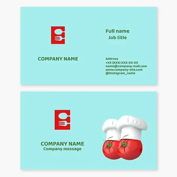 Business card template. Restaurant, cafe. Letter E.