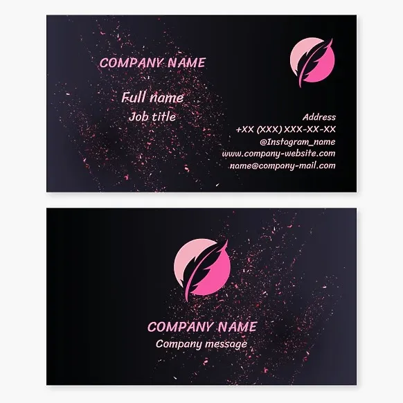 Business card template Feather, poetry, poetess