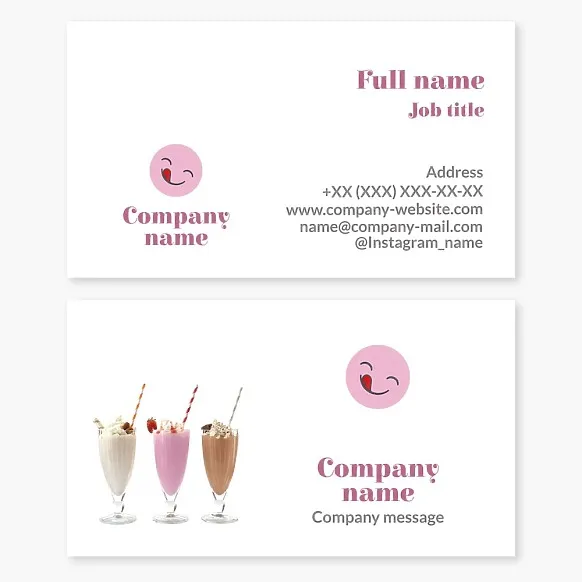 Business card template Ice cream, cocktail, bar, cafe