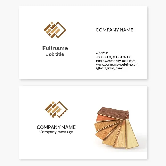 Business card template. Floor coverings: laminate, parquet, board.