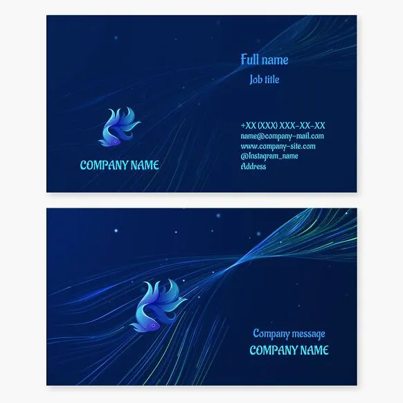 Business card template. Aquariums. Exotic aquarium fish. Betta fish.