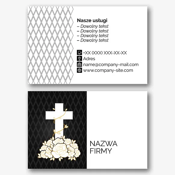 Szablon wizytówki zakładu pogrzebowego