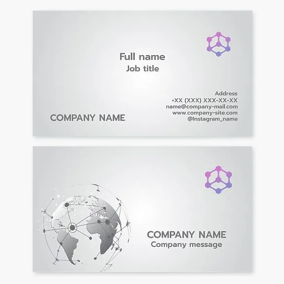 Business card template. Global networking. Company branches. Product supply geography.