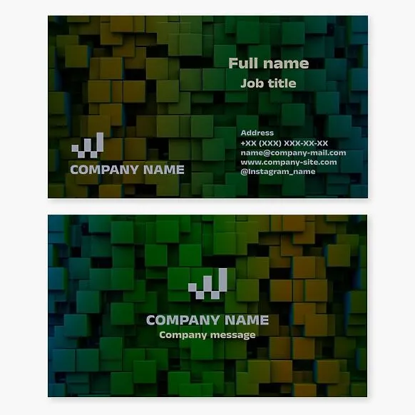 Business card template with a cube pattern. Boxes. Warehousing services. Letter W.