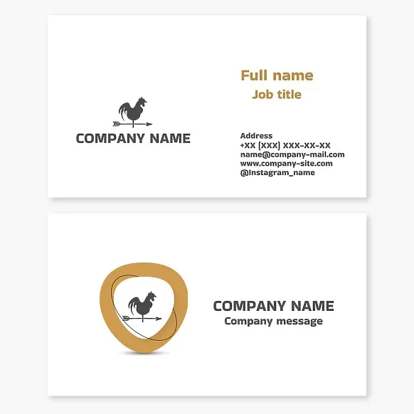 Business card template. Abstract. Weather vane, location icon. Marketing, advertising agency.