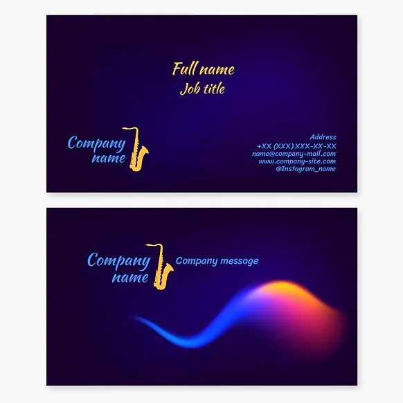 Business card template. Saxophone.