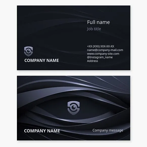 Business card template. CCTV systems. Eye, lens, shield.