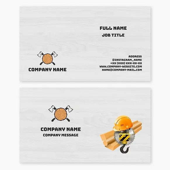 Woodcutter logo business card template, Lumberjacks, sawmill, logging.