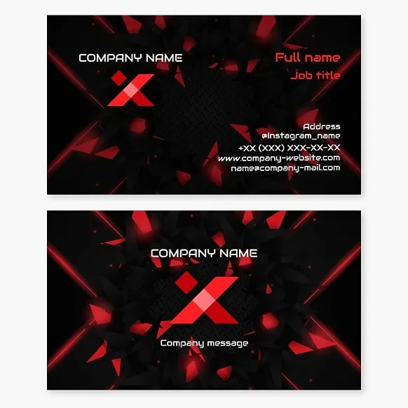 Abstract business card template. Unknown, mysterious, mystical. Letter X.