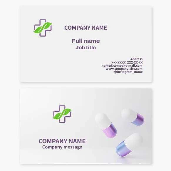 Business card template. Pharmaceuticals, natural medicine pharmacy.