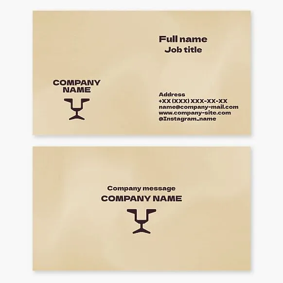 Business card template with the "Large Predatory Cat" logo. Sandy background. Shot glass, bar.