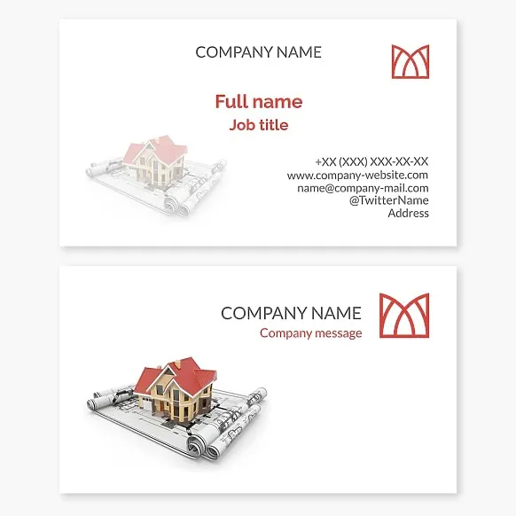 Business card template Architectural bureau, design of buildings and structures, Letter M