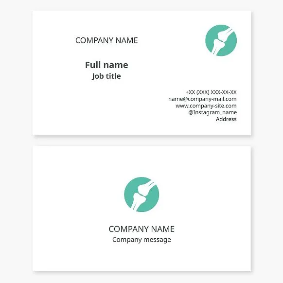 Business card template. Traumatologist-orthopedist. Human bones.