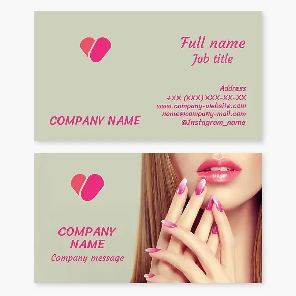 Business card template Nails, nail service, Letter V