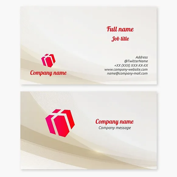 Business card template for a souvenir shop. Trading house, Holiday packaging company, Cargo delivery.