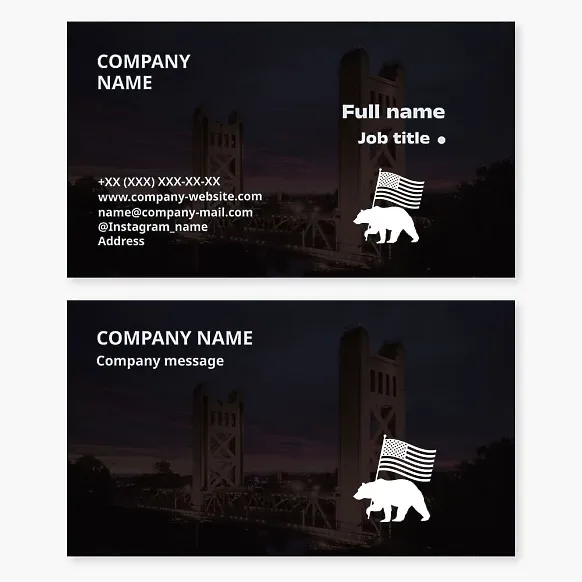 Business card template Coat of arms of california, patriotism