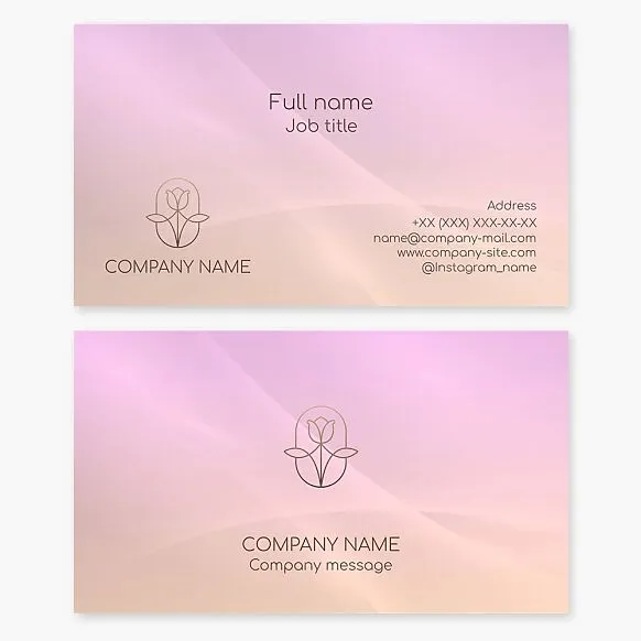 Business card template with the "Rose Flower" logo. Flower shop. Greenhouse, conservatory. Beauty salon.