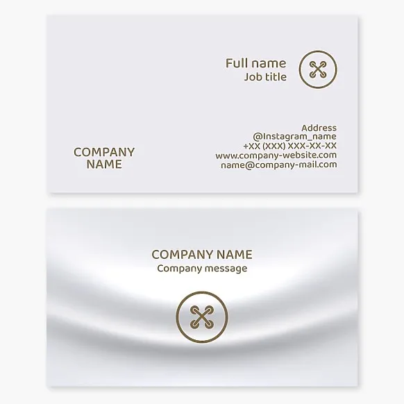 Atelier business card template. Clothes repair. Button.