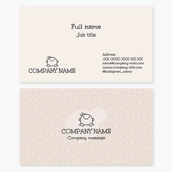 Business card template. Products for children.