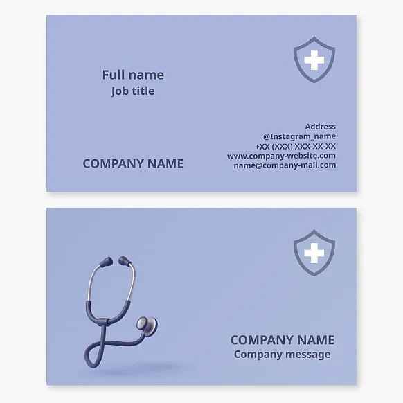 Medical business card template for healthcare. Doctor, physician.