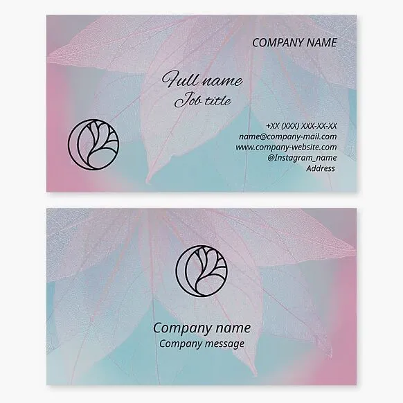 Pink and Blue Leaf Business Card, Plant