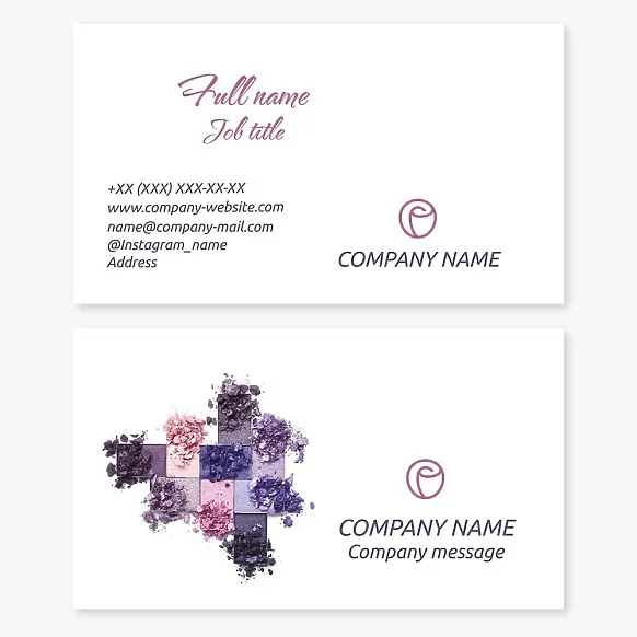 Business card template Cosmetics, rose, make-up