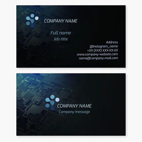Business card template for electronic equipment and components. Devices, components and gadgets.