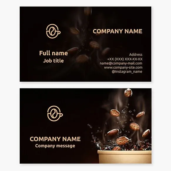 Coffee shop business card template. Letter O.