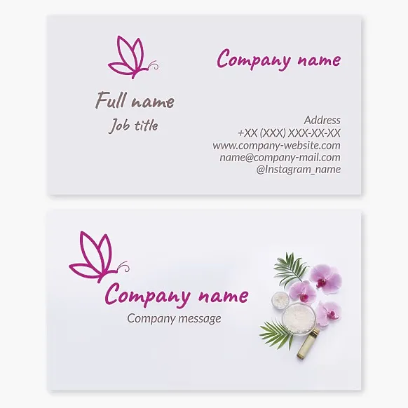Spa, butterfly. Business card template