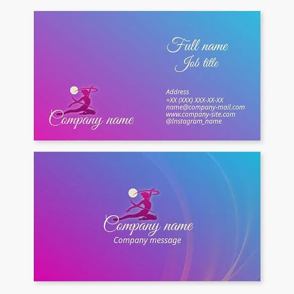 Business card template for ballet studio, rhythmic gymnastics.