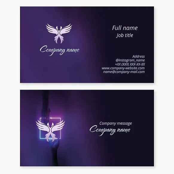 Business card template with two fairy birds
