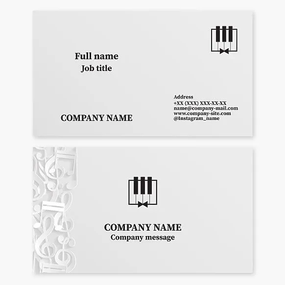Business card template. Classical music. Live performances, concerts, piano bar. Orchestra.