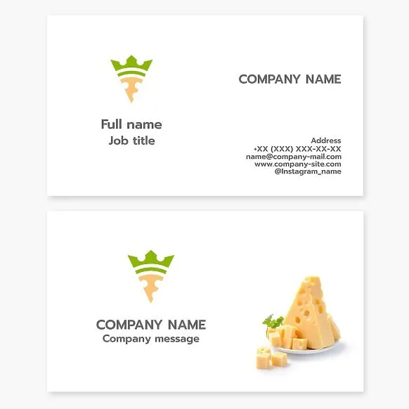 Cheese business card template. Cheese production.