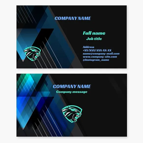 Business card template with an abstract Big Cat logo. Sports brand, team.