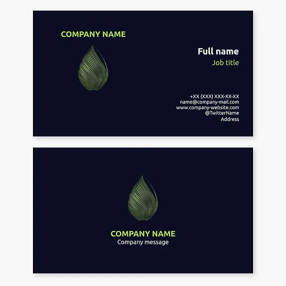 Business card template. Abstract. Drop, leaf, cocoon. Nature and ecology. Freshness and purity. Innovation and modernity. Brand.