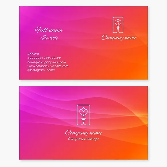 An abstract, vibrant business card template with a floral logo. Flower and bouquet shop. Beauty salon.
