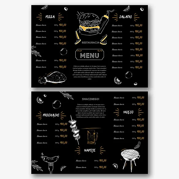 Szablon menu restauracji