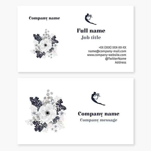 Flower Business Card, Butterfly girl, rhythmic gymnastics, salon, shop, boutique