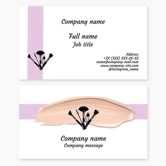 Business card template. Makeup artist-cosmetologist. Cosmetics store.