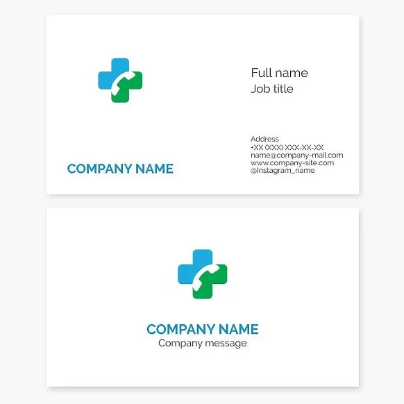 Medical hotline business card template. Online doctor consultations.