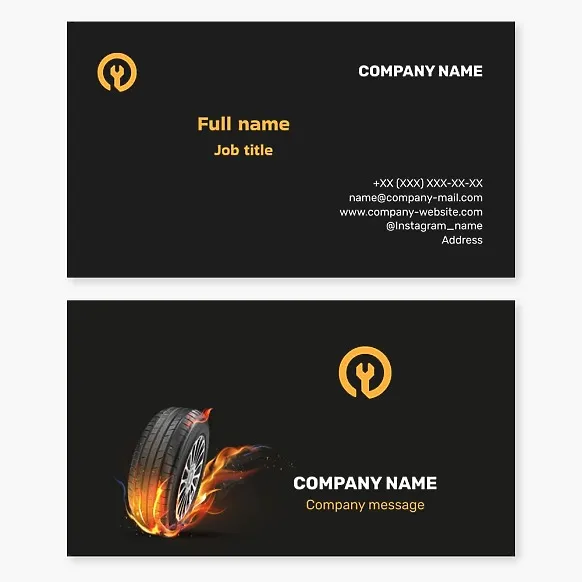 Business card template Car repair, tire service? Letter O