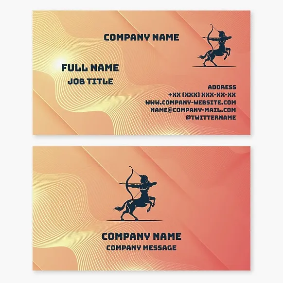 Business card template Mythical Sagittarius Centaur, unbridled passions
