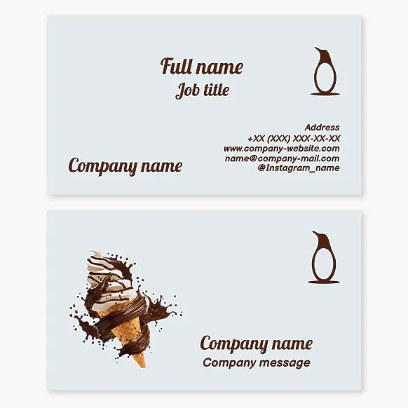 Business card template Ice cream, penguin
