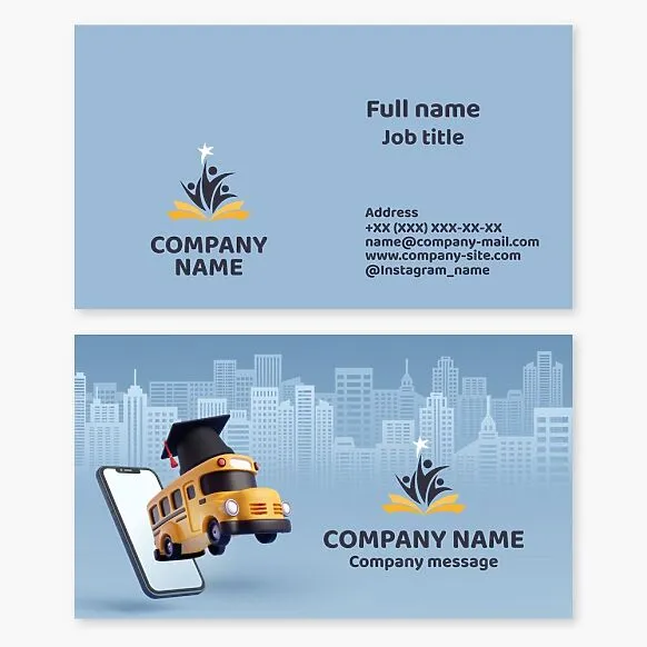 Business card template. Private school. Education teacher. Tutor.