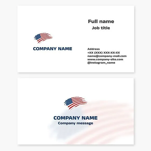 Business card template with the American flag. Patriotism.
