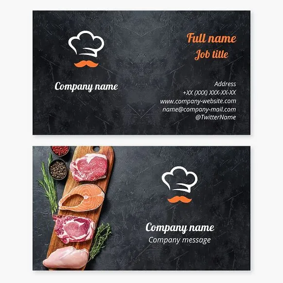 Business card template Meat, fish
