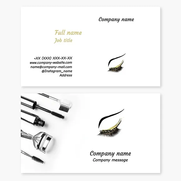 Business card template Makeup, eyebrows, eyelashes, beauty