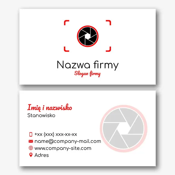 Szablon wizytówki fotografa