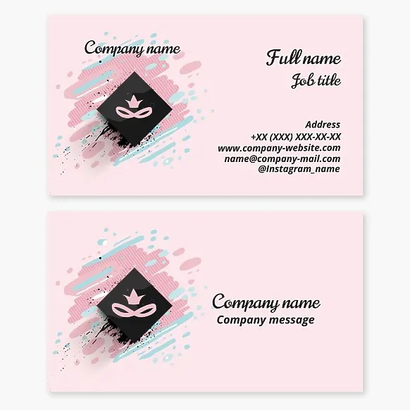 Business card template Mask, carnival, theater, joker